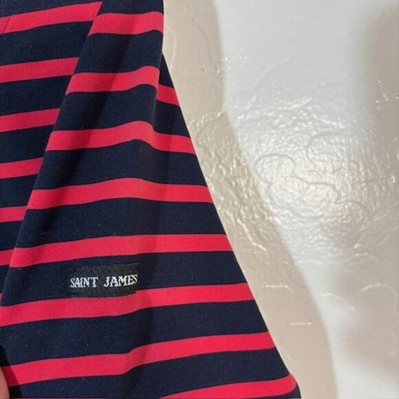Saint James Shirt Womens 4 Navy Red Breton Stripe Long Sleeve Made in France - Picture 4 of 10